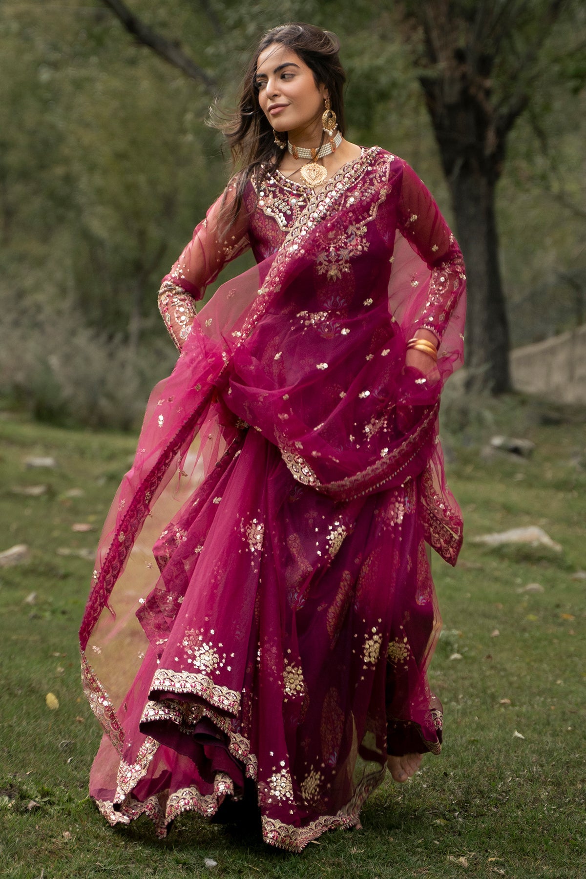 3-PC Stitched Embroidered Ploy Net CMA-6-481