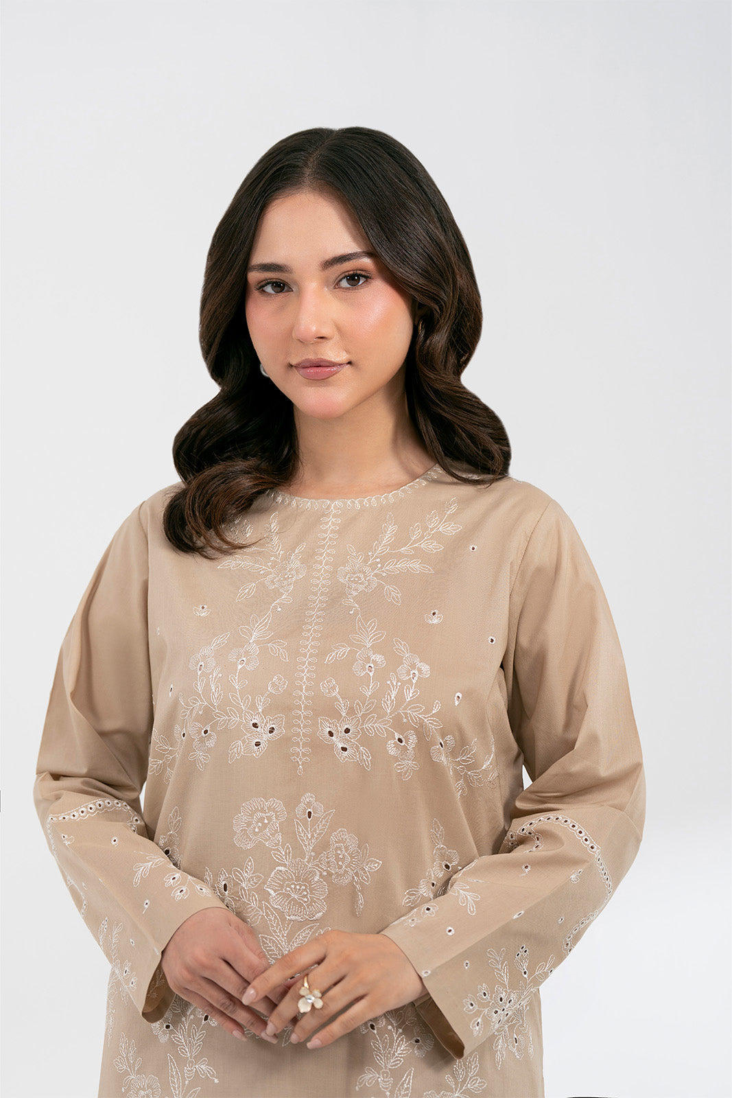 2 Piece Cambric Embroidered Suit (CS0589)