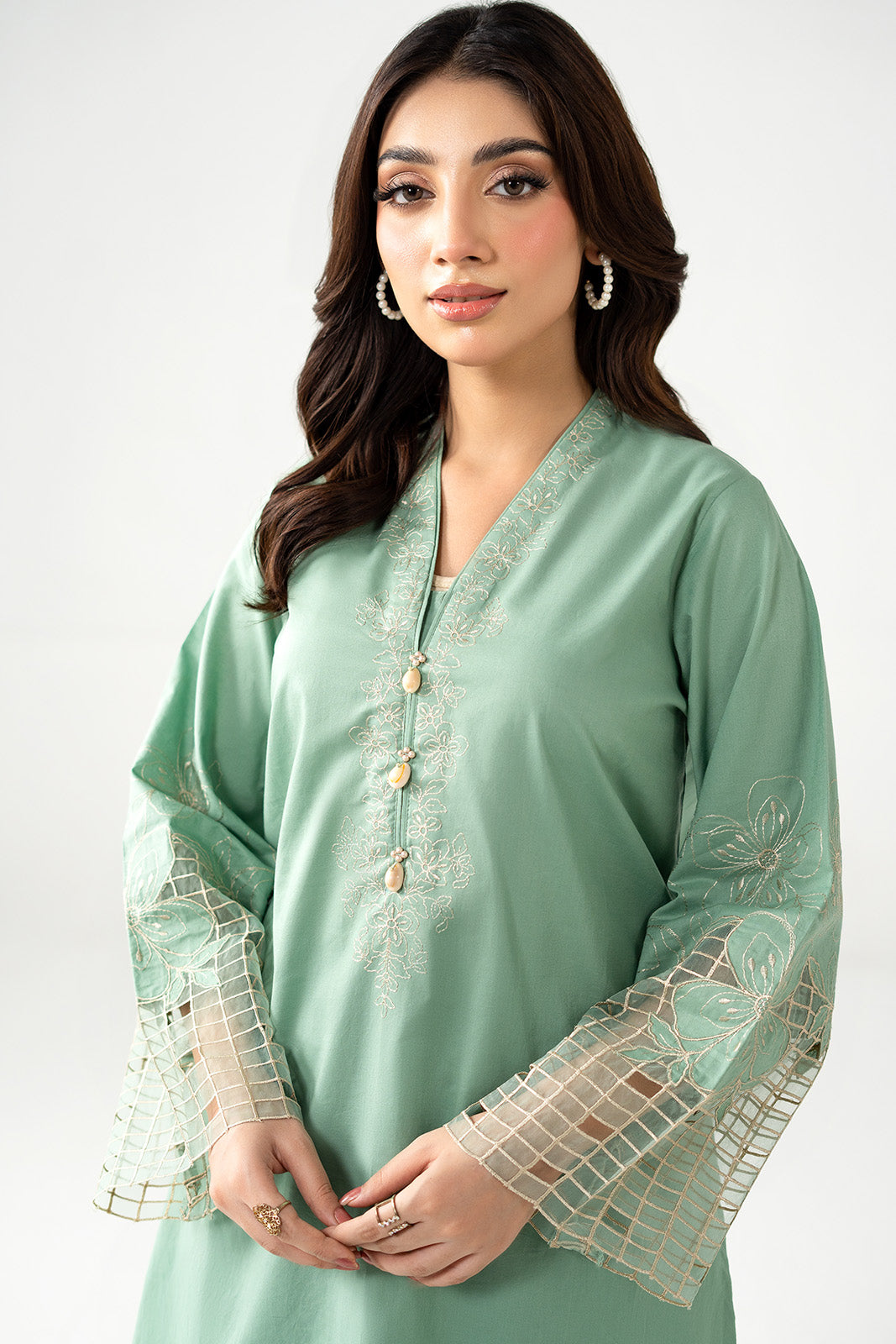 2 Piece Cambric Embroidered Suit (CP0529)