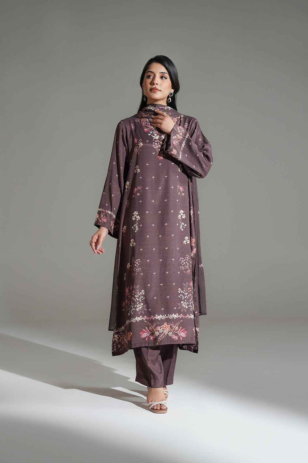 3 Piece Printed Raw Silk Printed Suit (FS0168)