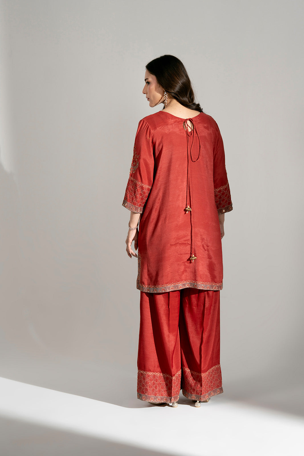 2 Piece Raw Silk Embroidered Suit (FL0201)
