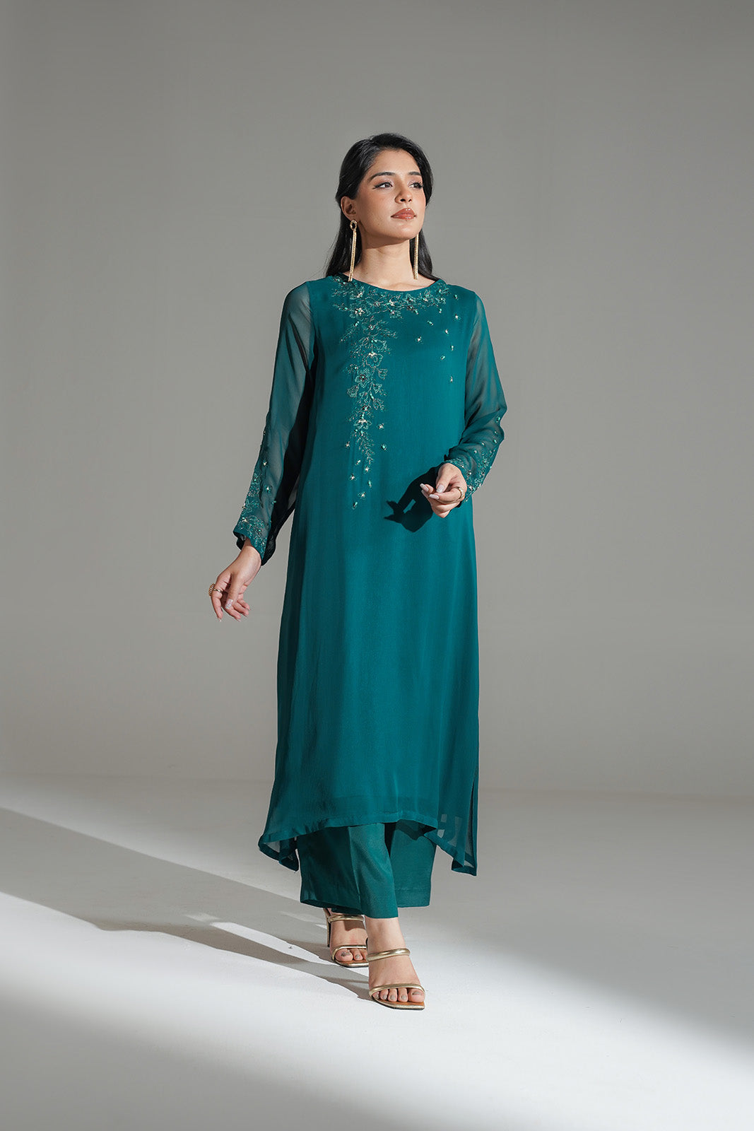 2 Piece Chiffon Embroidered Suit (FS0166)