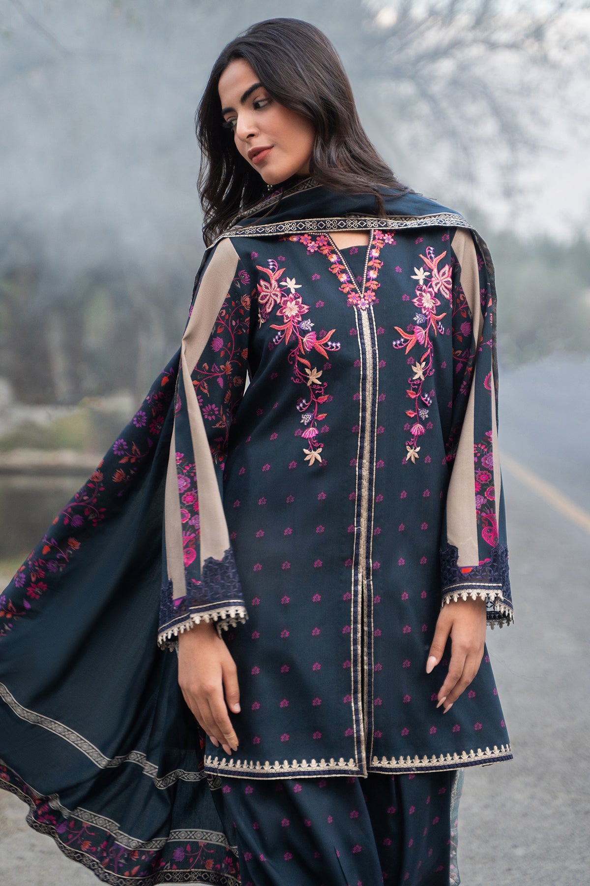 3-PC Unstitched Embroidered Linen Collection ANW7-11