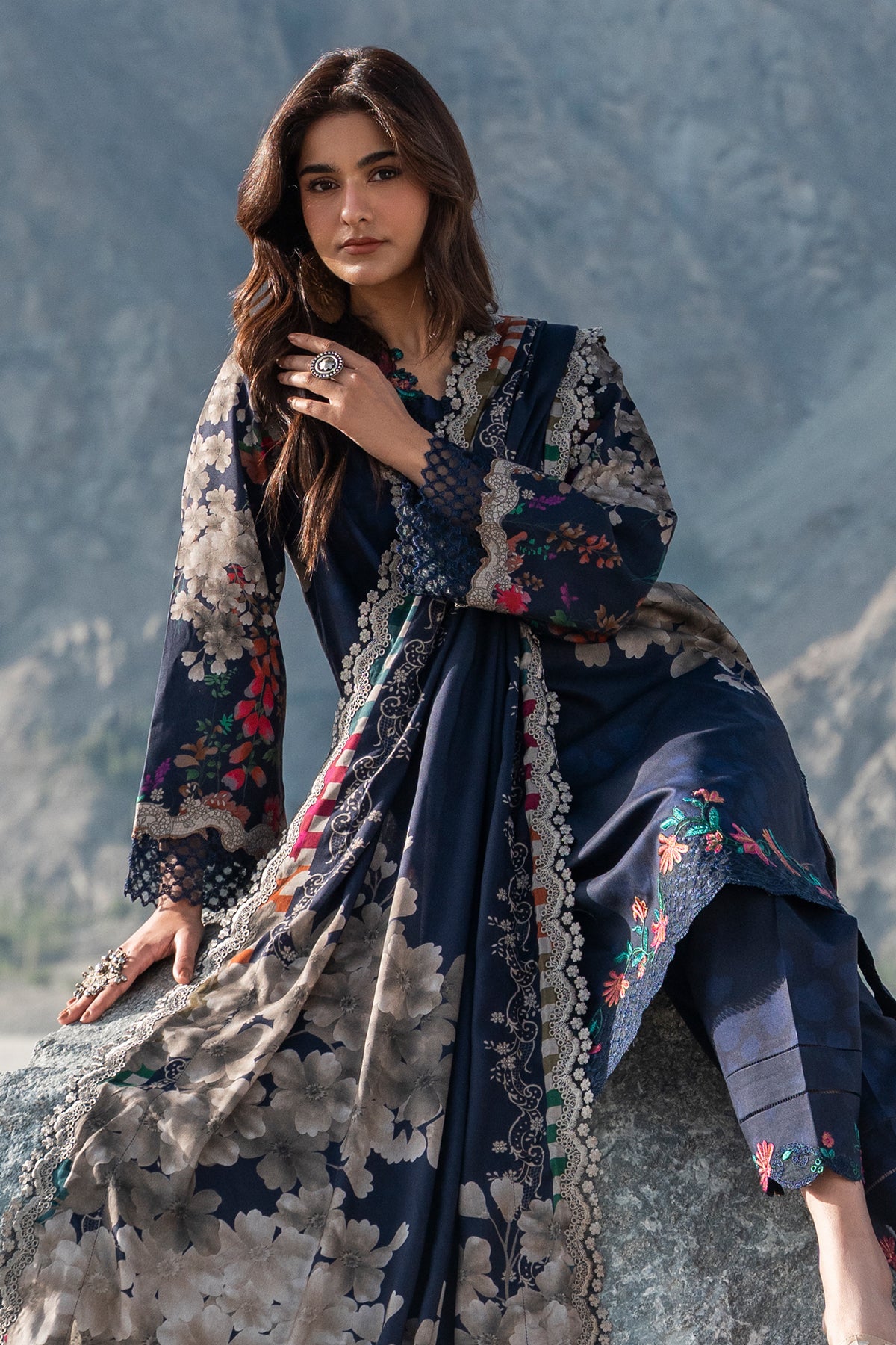 3-PC Unstitched Embroidered Linen Collection ANW7-14