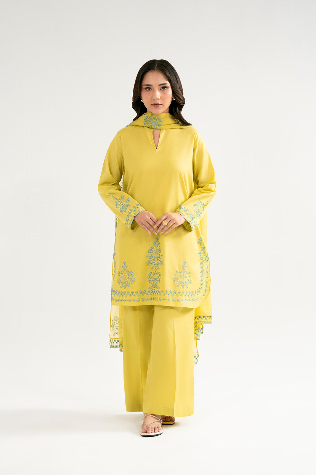 3 Piece Cambric Embroidered Suit (CP0504)