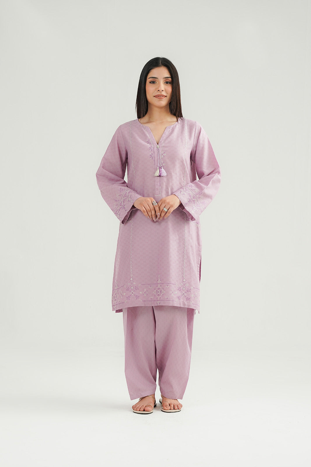 2 Piece Self Jacquard Embroidered Suit (CP0425)