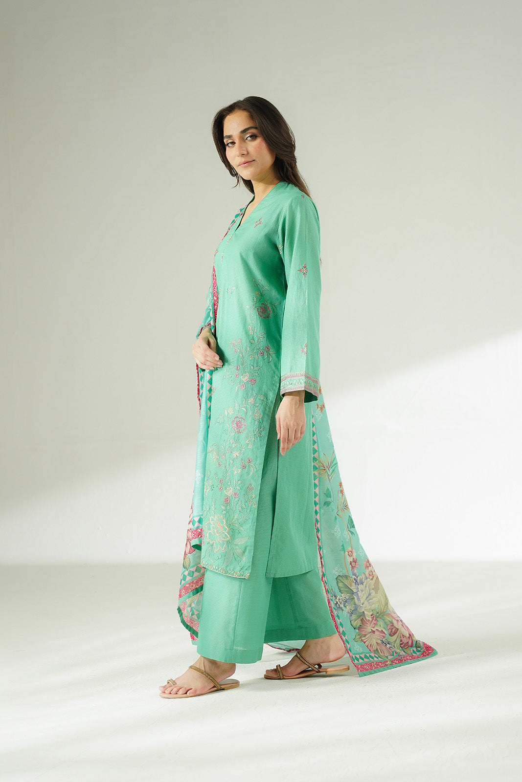 3 Piece Cotton Rip Stop Embroidered Suit (CS0629)