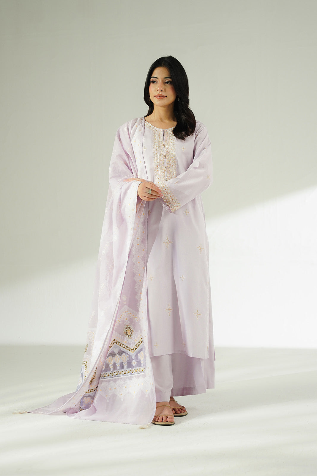 3 Piece Cotton Silk Staple Embroidered (CS0626)
