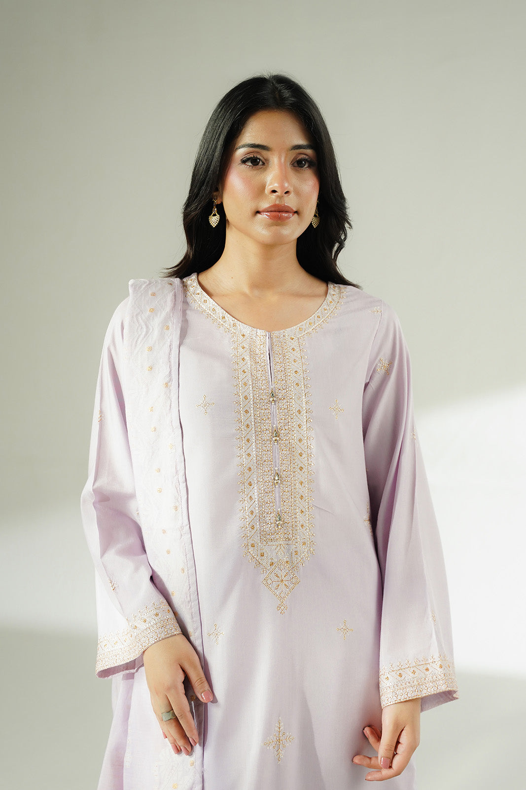 3 Piece Cotton Silk Staple Embroidered (CS0626)