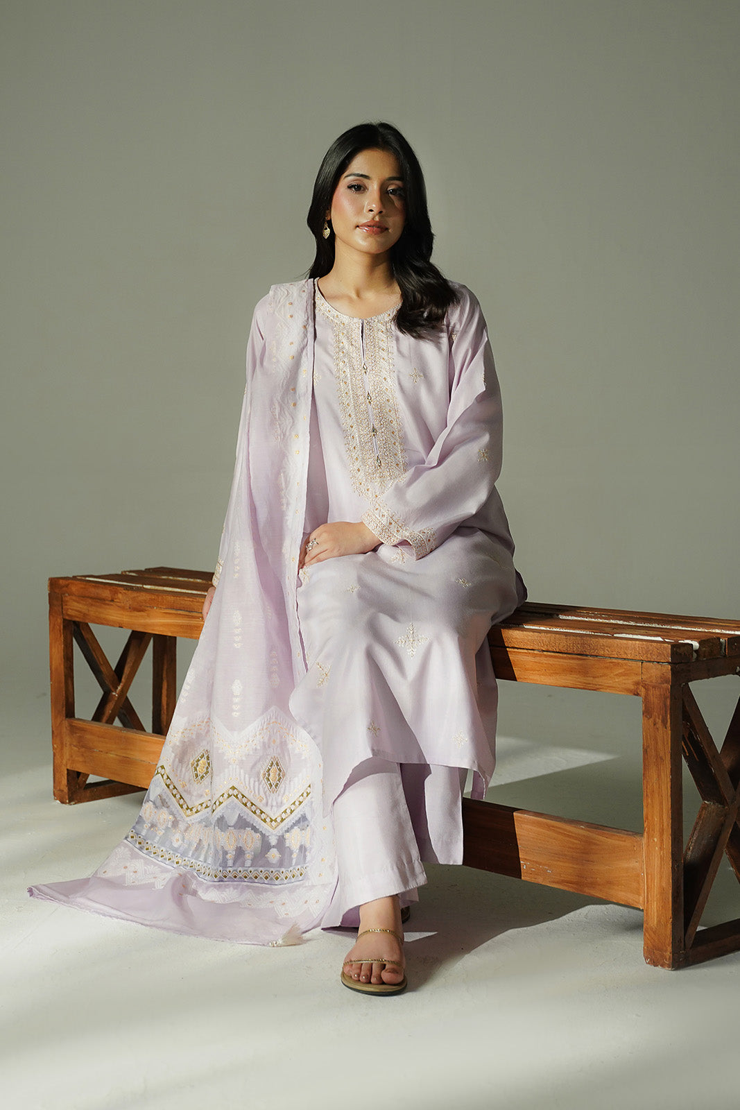 3 Piece Cotton Silk Staple Embroidered (CS0626)