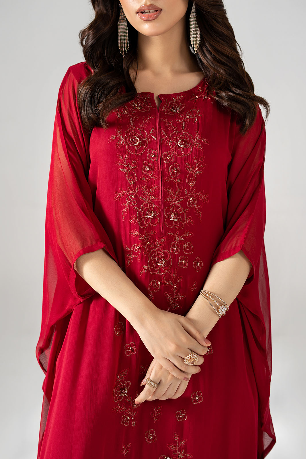 1 Piece Chiffon Embroidered Suit (FL0208)