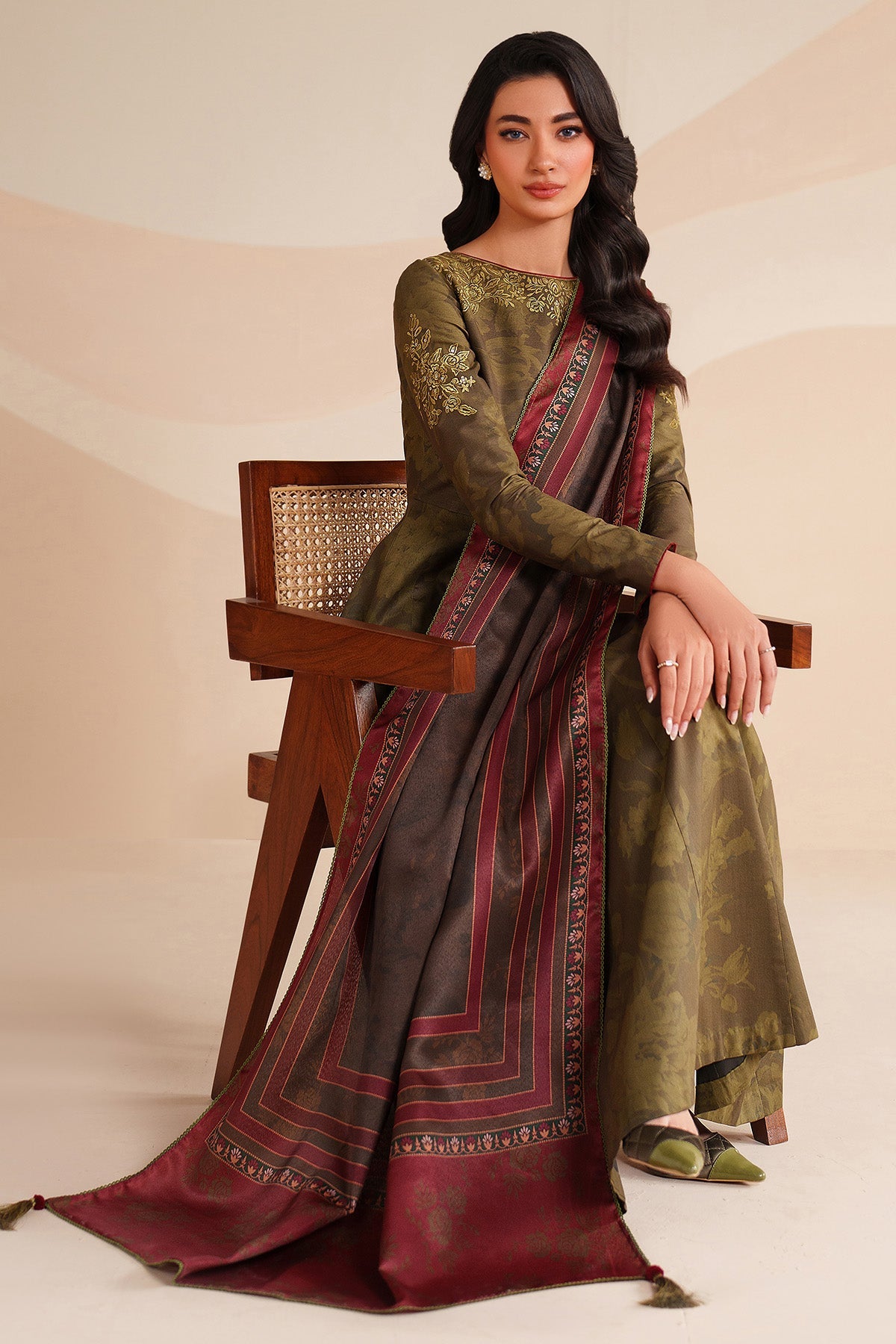 3 Pcs Stitched Raw Silk Pishwas CMA-6-485