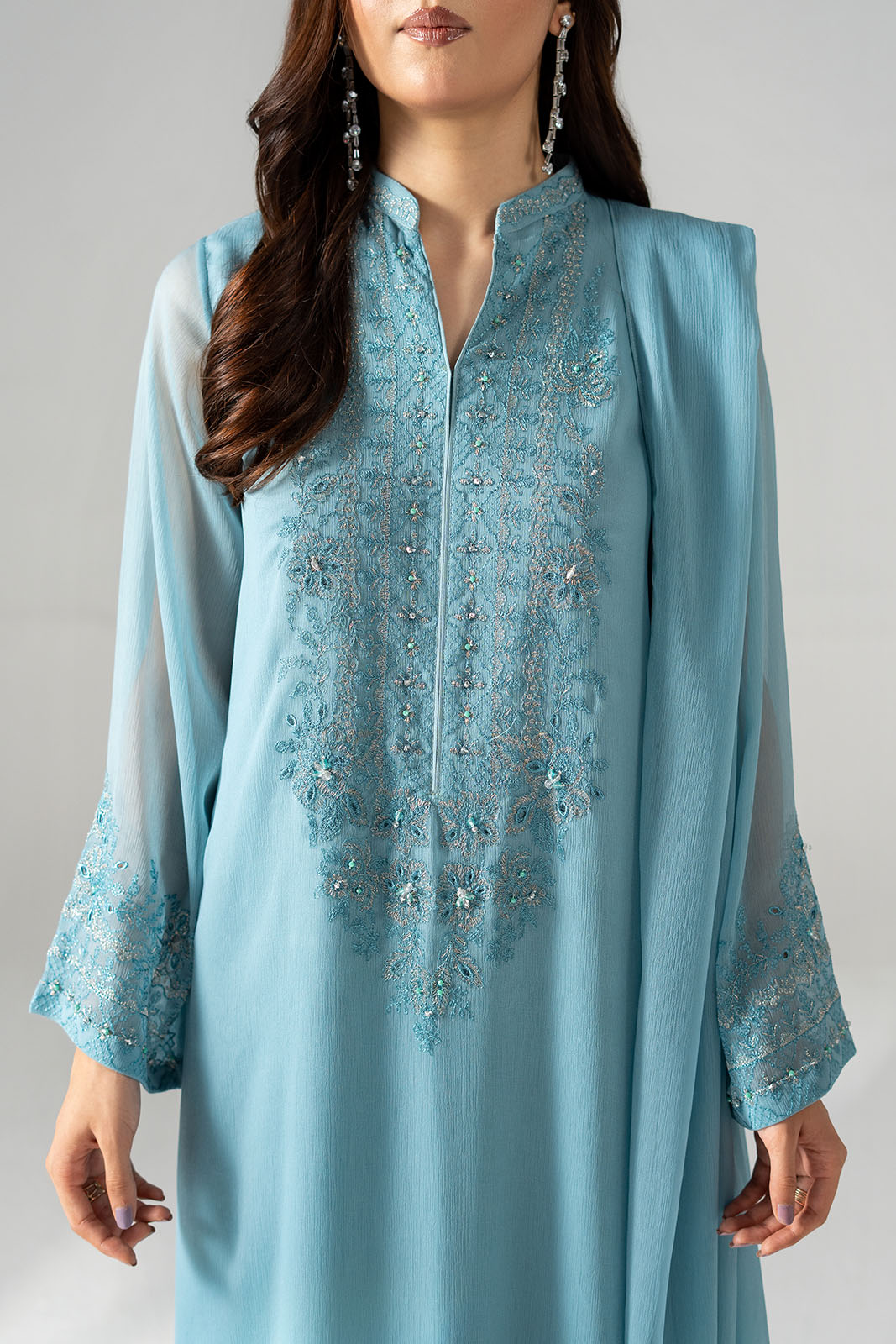 3 Piece Chiffon Embroidered Suit (FS0201)