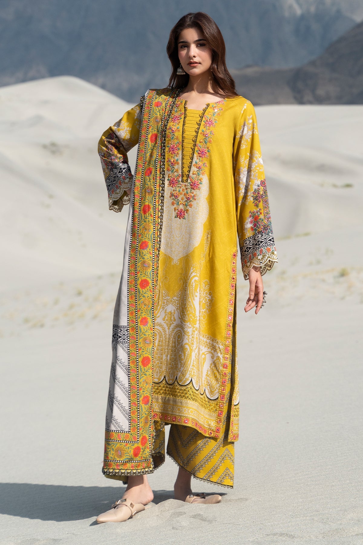 3-PC Unstitched Embroidered Linen Collection ANW7-20