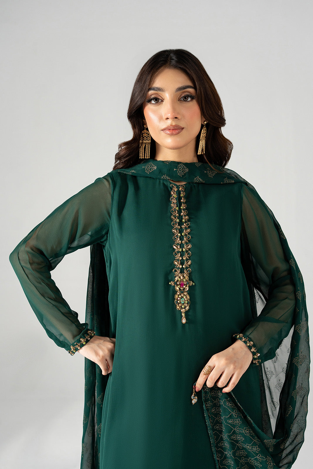 3 Piece Chiffon Embroidered Suit (FS0198)
