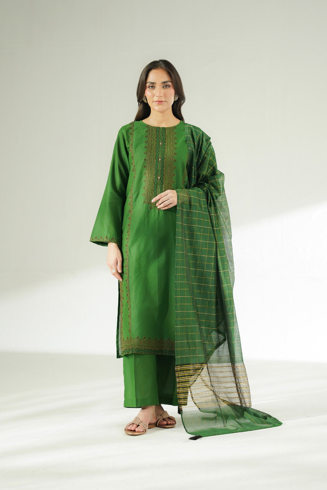 3 Piece Cotton Dobby Embroidered (CS0634)