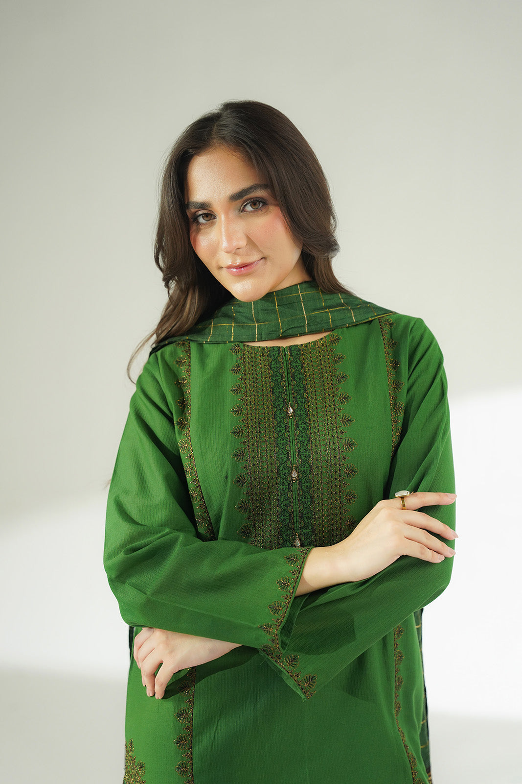 3 Piece Cotton Dobby Embroidered (CS0634)