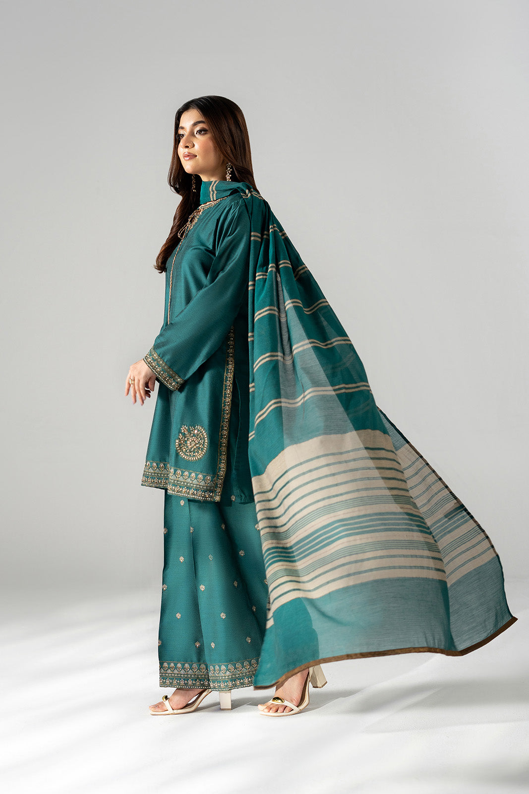 3 Piece Cotton Silk Embroidered Suit (FS0205)