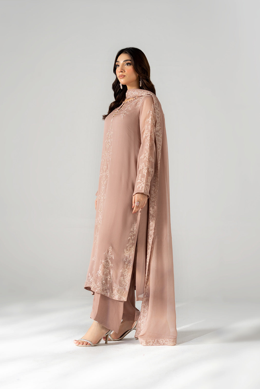 3 Piece Chiffon Embroidered Suit (FL0220)