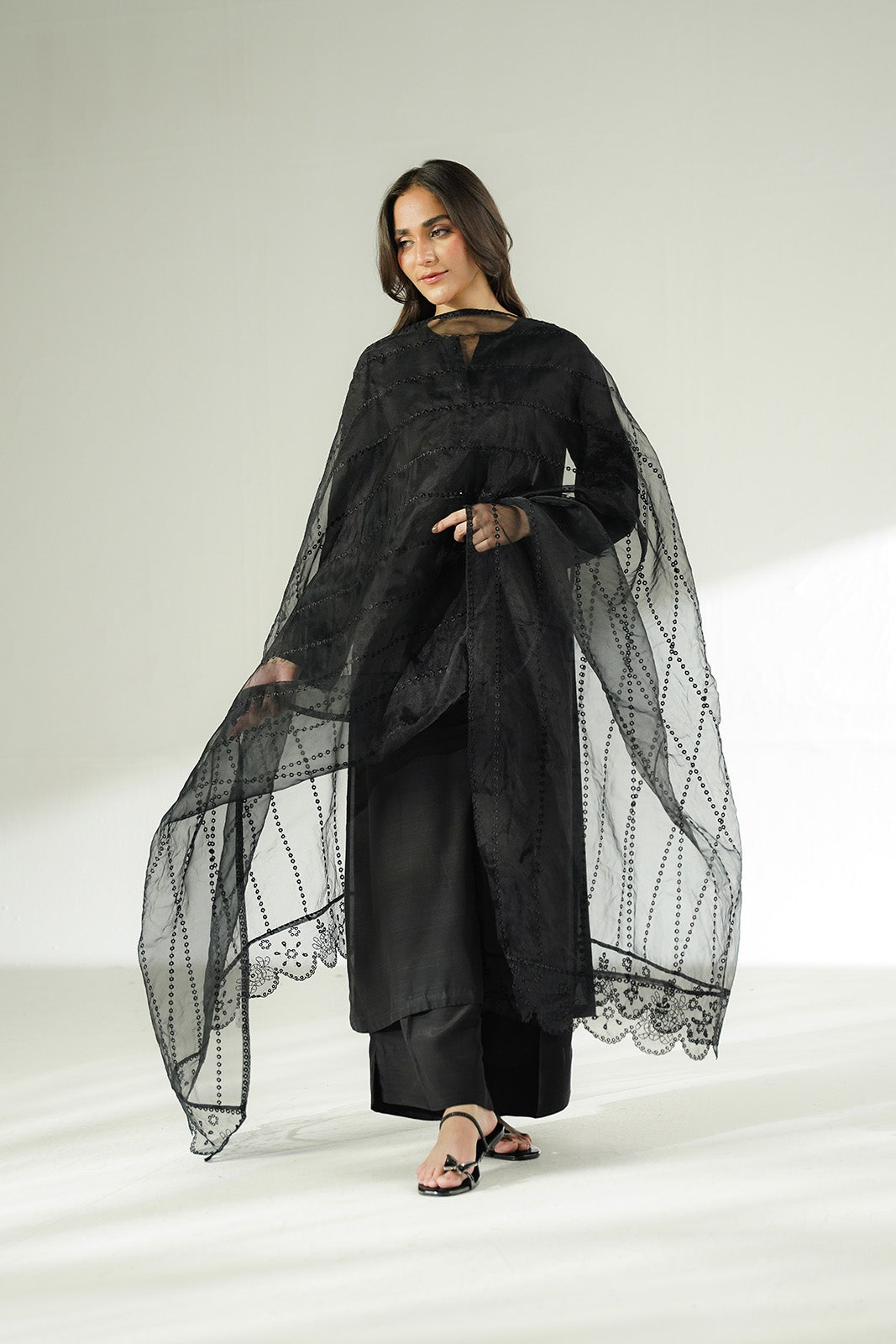 1 Piece Synthetic Organza Embroidered Dupatta (CD0017)