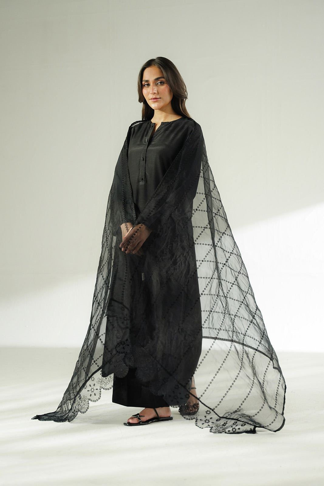 1 Piece Synthetic Organza Embroidered Dupatta (CD0017)