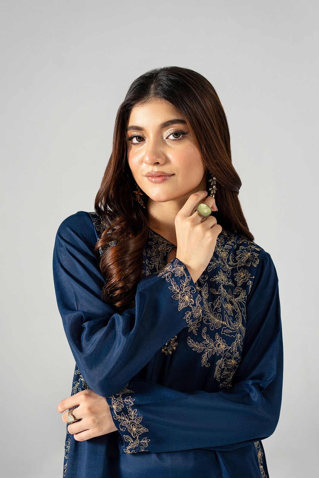 2 Piece Raw Silk Embroidered Suit (FL0218)
