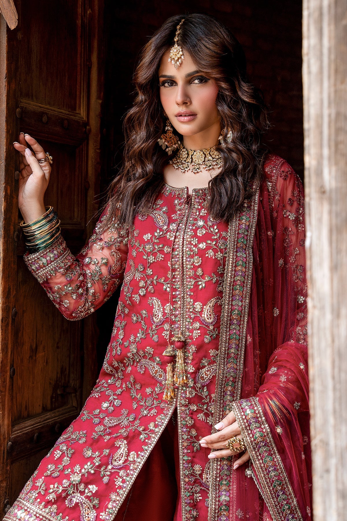 3-PC Embroidered Raw Silk CMA-6-438