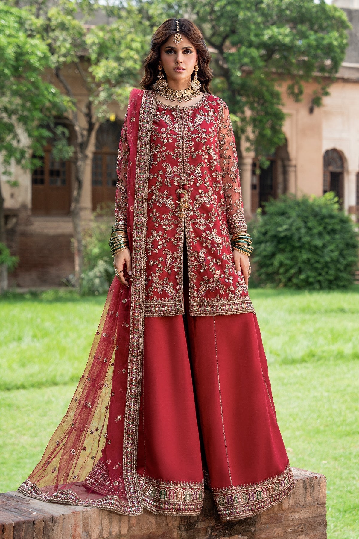 3-PC Embroidered Raw Silk CMA-6-438