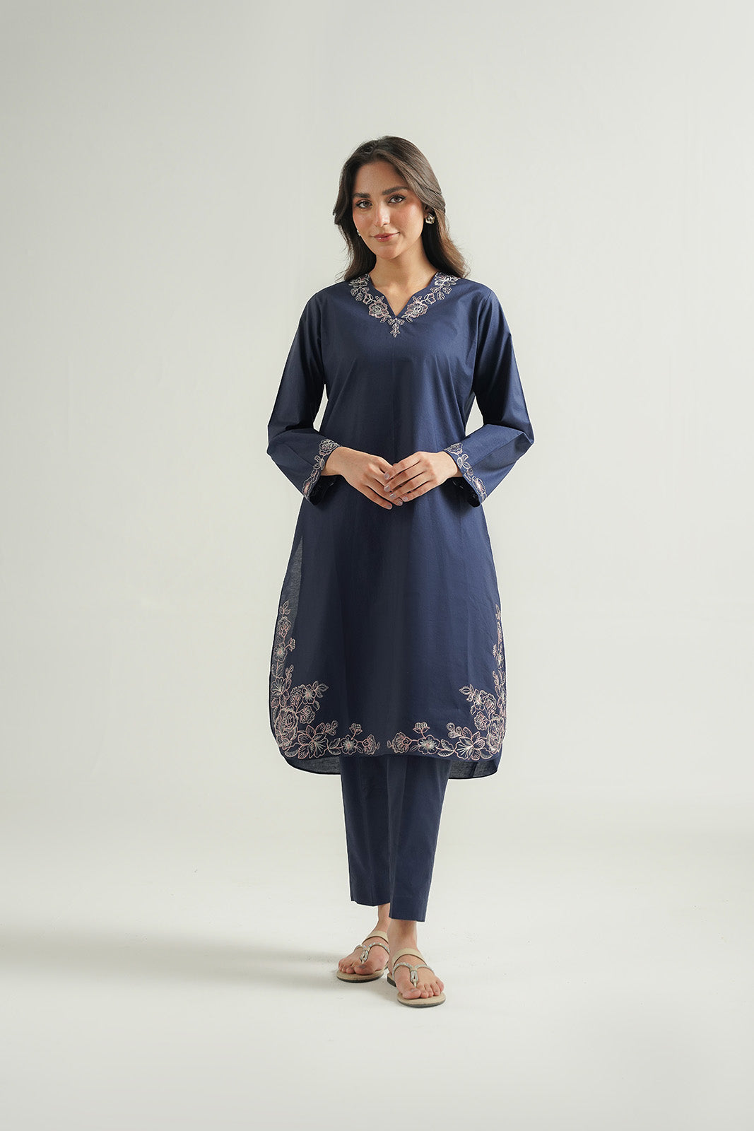 2 Piece Cambric Embroidered Suit (CP0479)