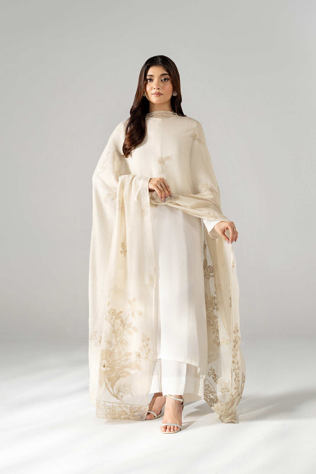 1 Piece Khaddi Net Embroidered Shawl (FH0030)
