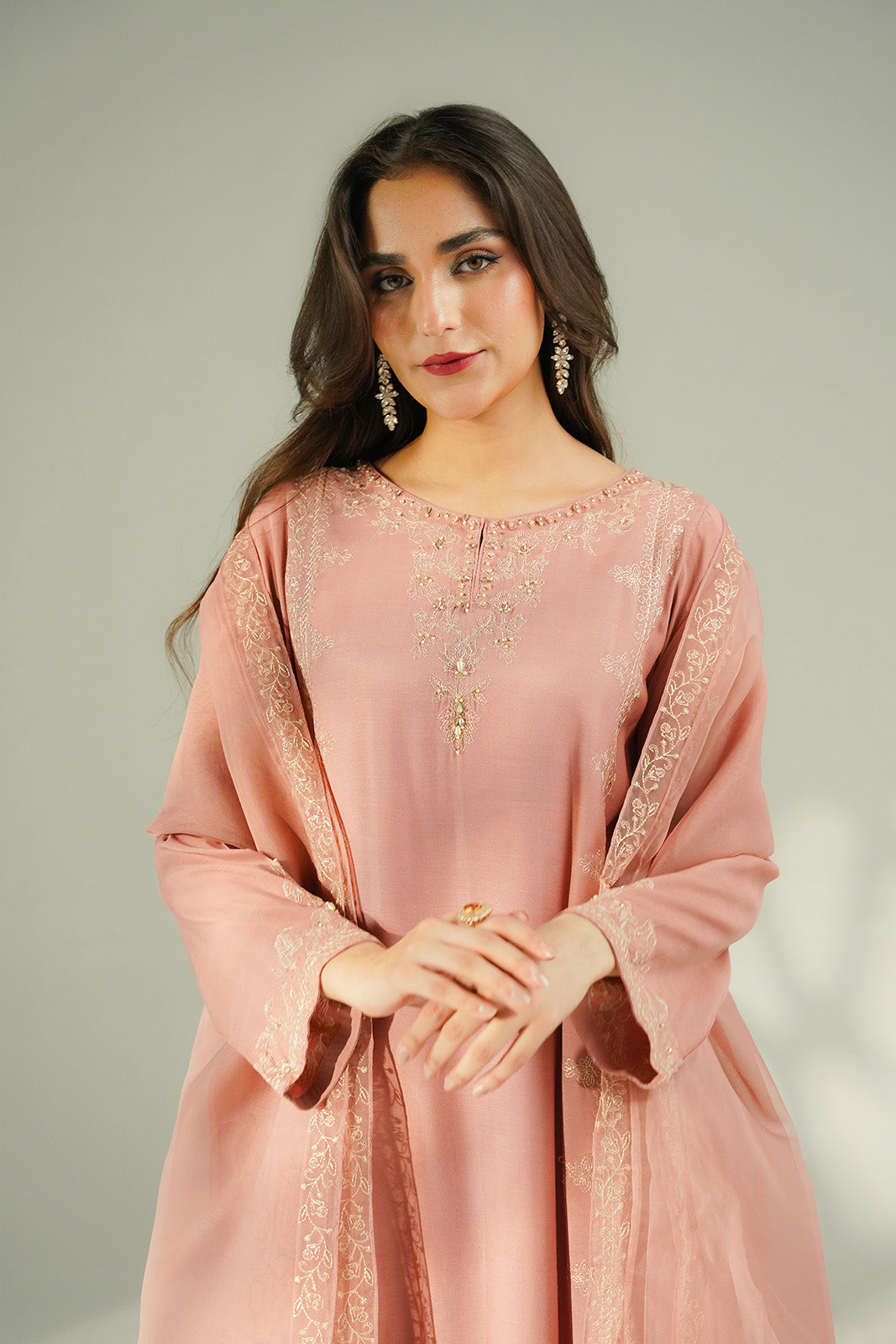 3 Piece Raw Silk Embroidered Suit (FS0187)