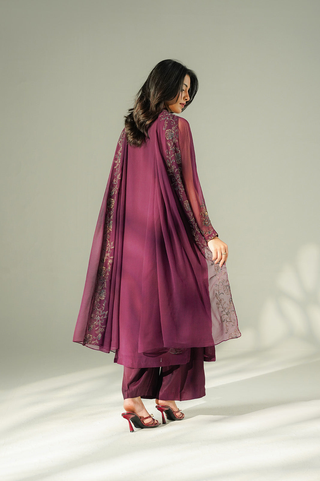 3 Piece Chiffon Embroidered Suit (FL0216)