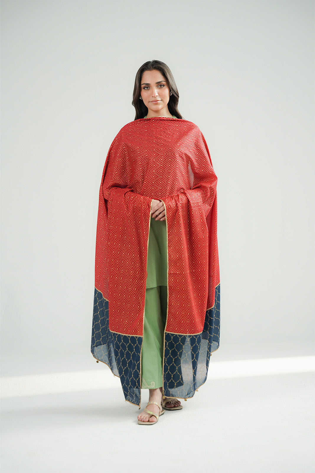 1 Piece Printed Lawn Solid Stole (CO0026)