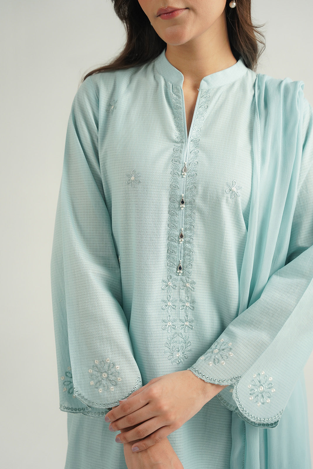 3 Piece Cotton Rip Stop Embroidered Suit (CP0483)