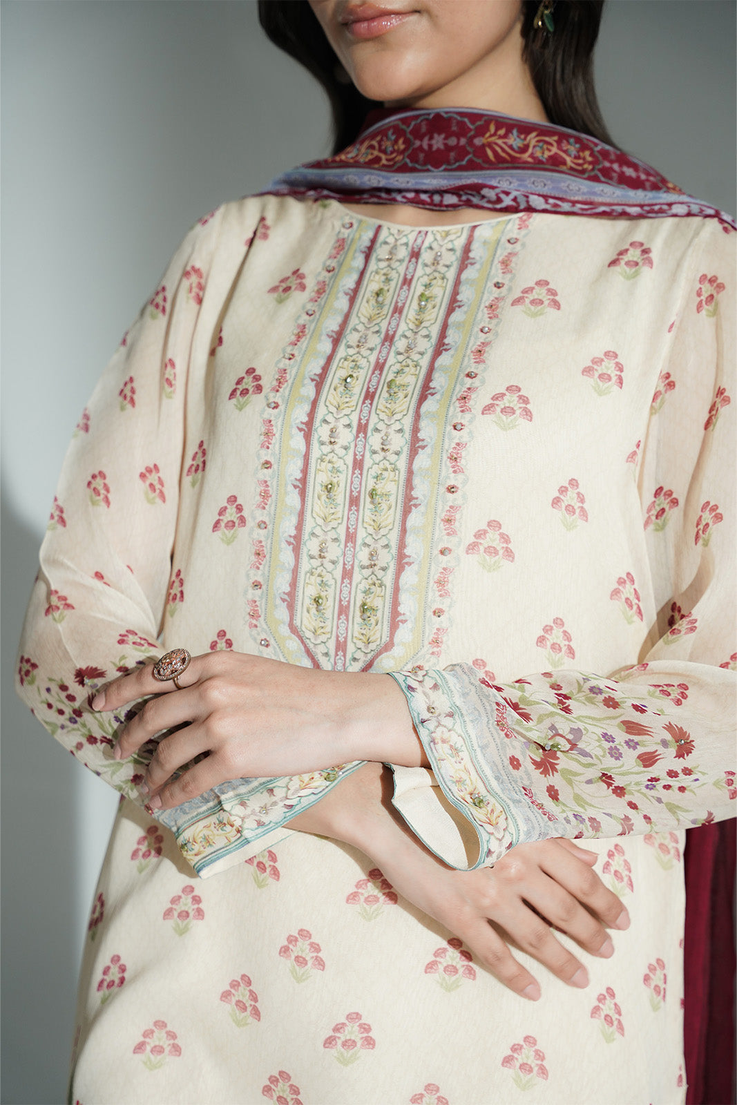 3 Piece Printed Chiffon Printed Suit (FS0129)