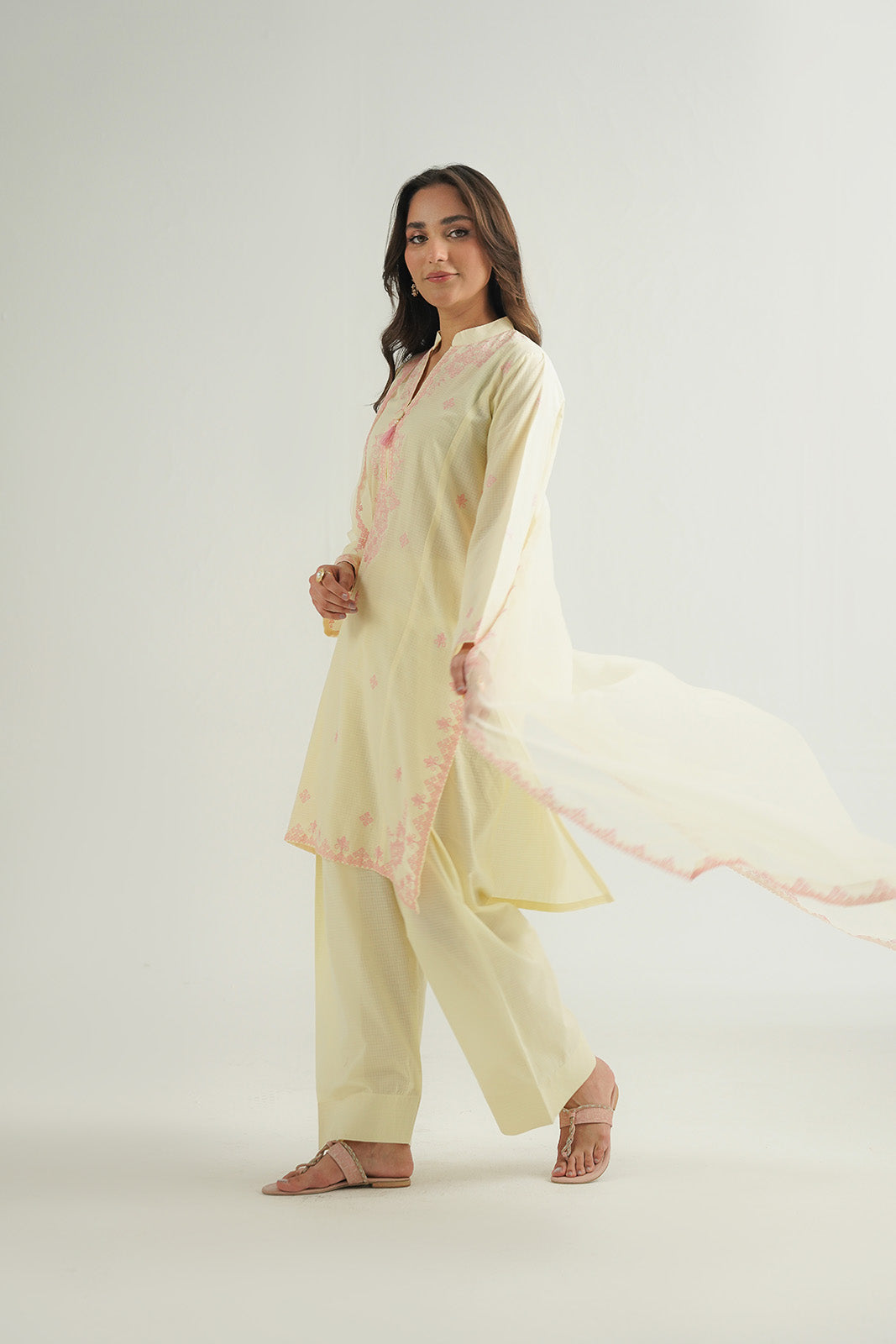 3 Piece Cotton Rip Stop Embroidered Suit (CP0464)