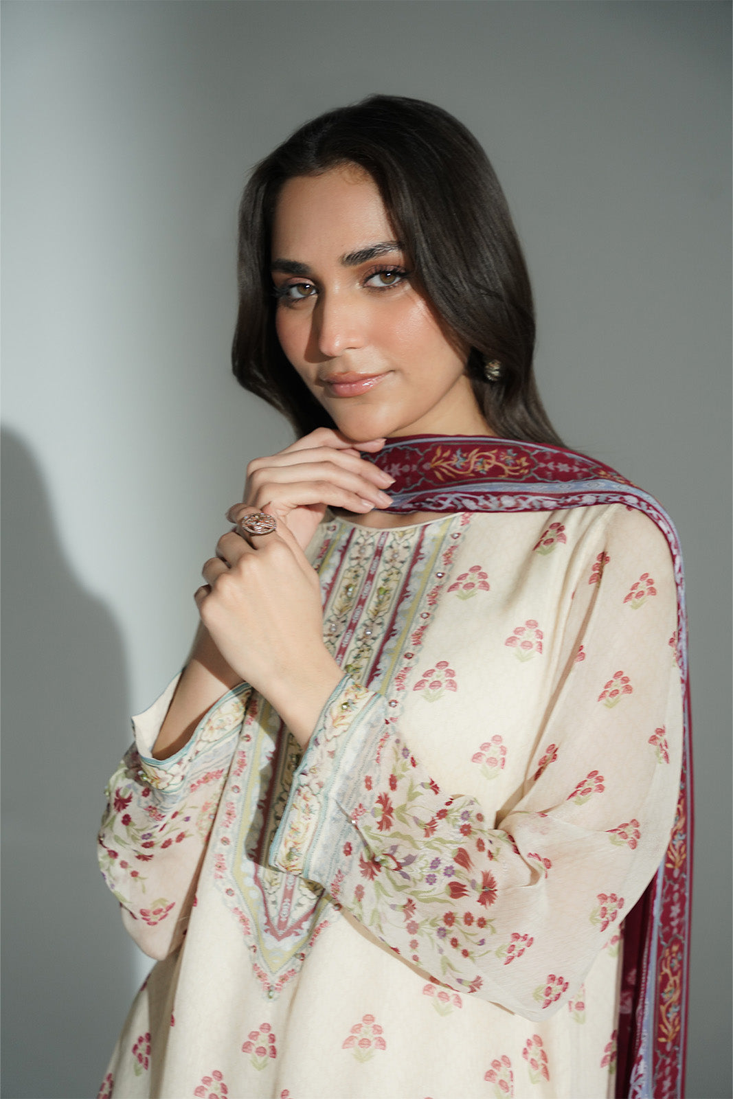 3 Piece Printed Chiffon Printed Suit (FS0129)