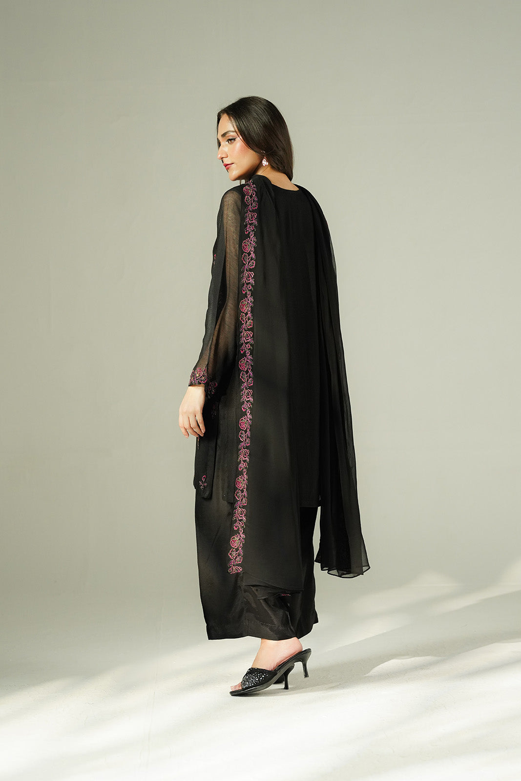 3 Piece Khadi Net Embroidered Suit (FL0205)