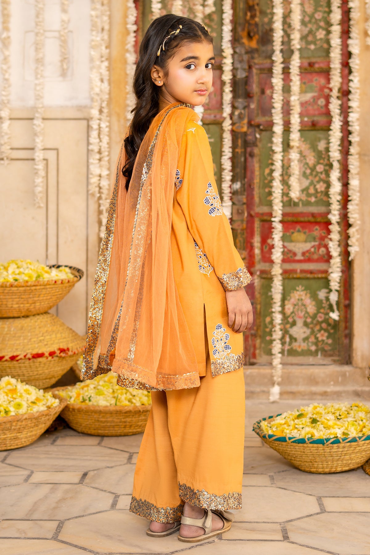 3-PC Embroidered Raw-Silk Suit CKP-6-375