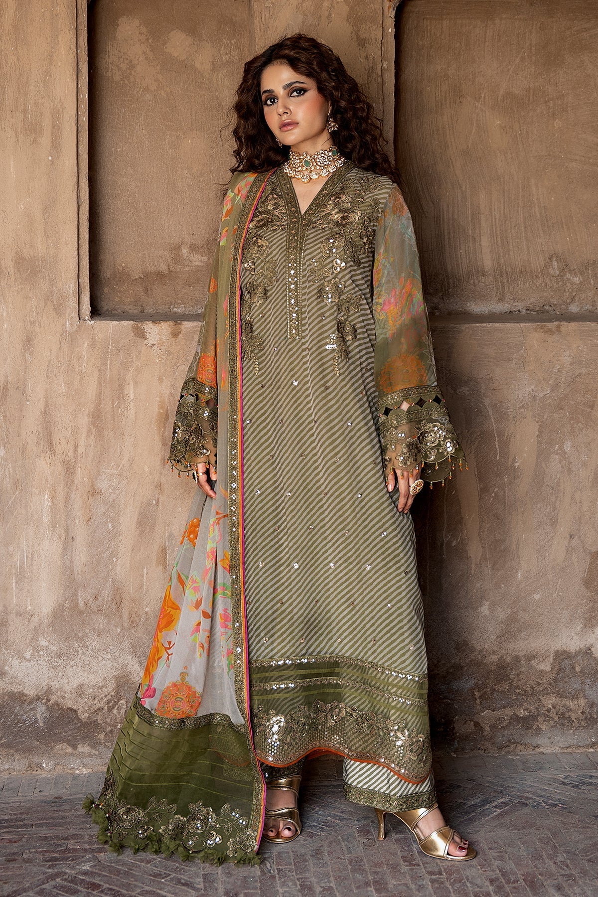 3-PC Unstitched Embroidered Chiffon Collection VSLW6-05