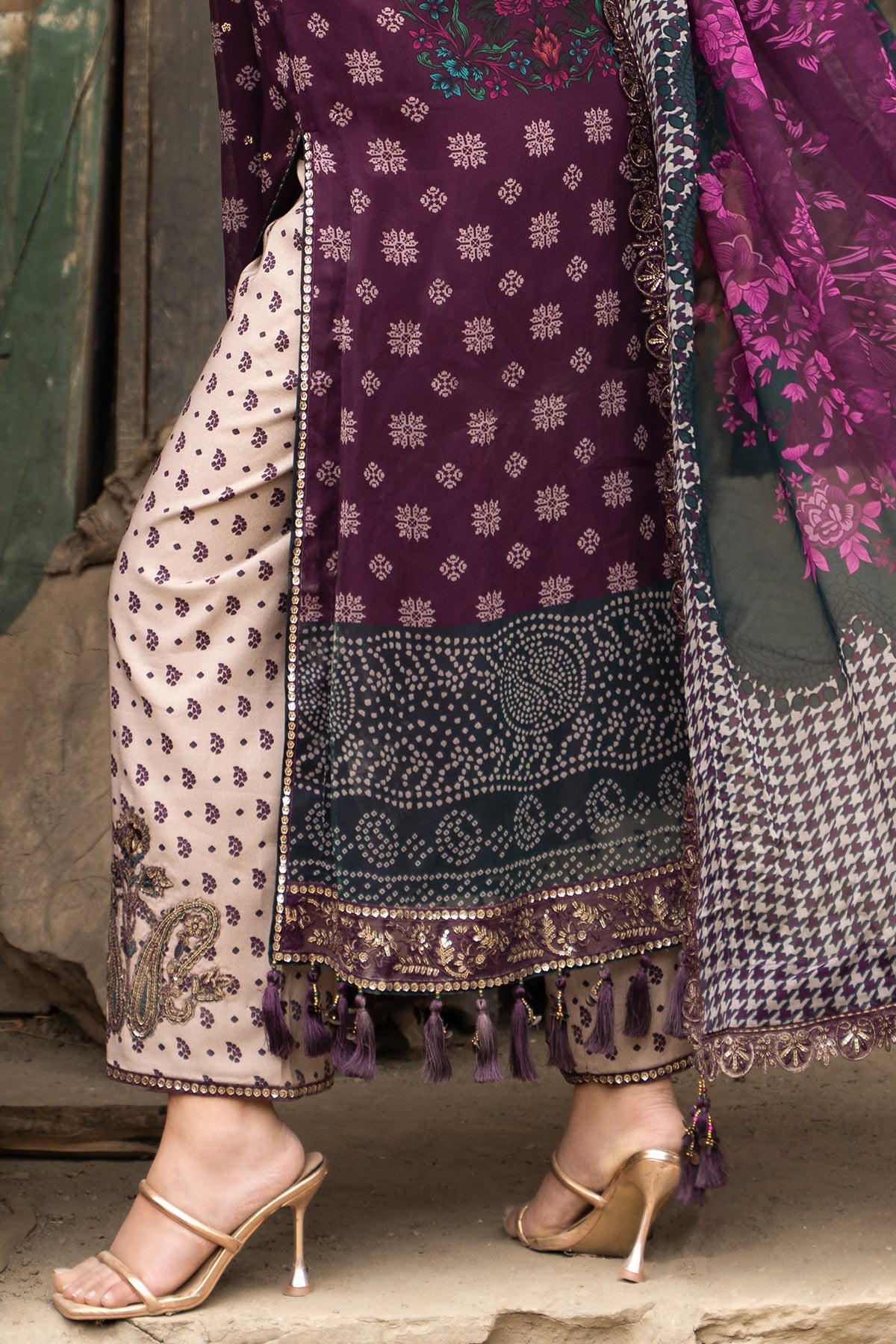 3-PC Unstitched Embroidered Chiffon Collection VSLW6-12