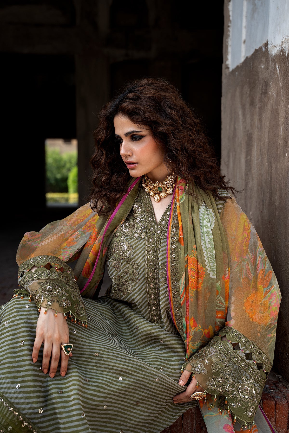 3-PC Unstitched Embroidered Chiffon Collection VSLW6-05