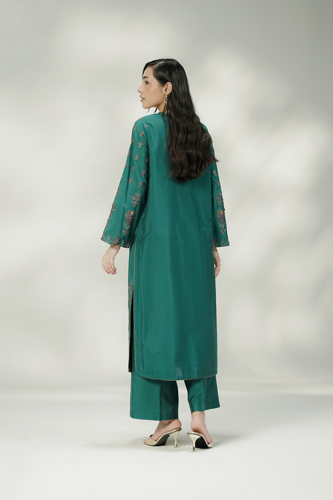 2 Piece Cotton Silk Embroidered Suit (FL0237)