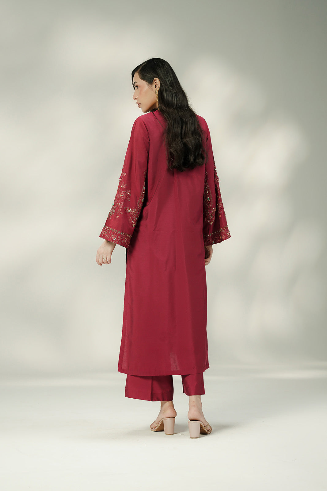 2 Piece Cotton Silk Embroidered Suit (FL0244)