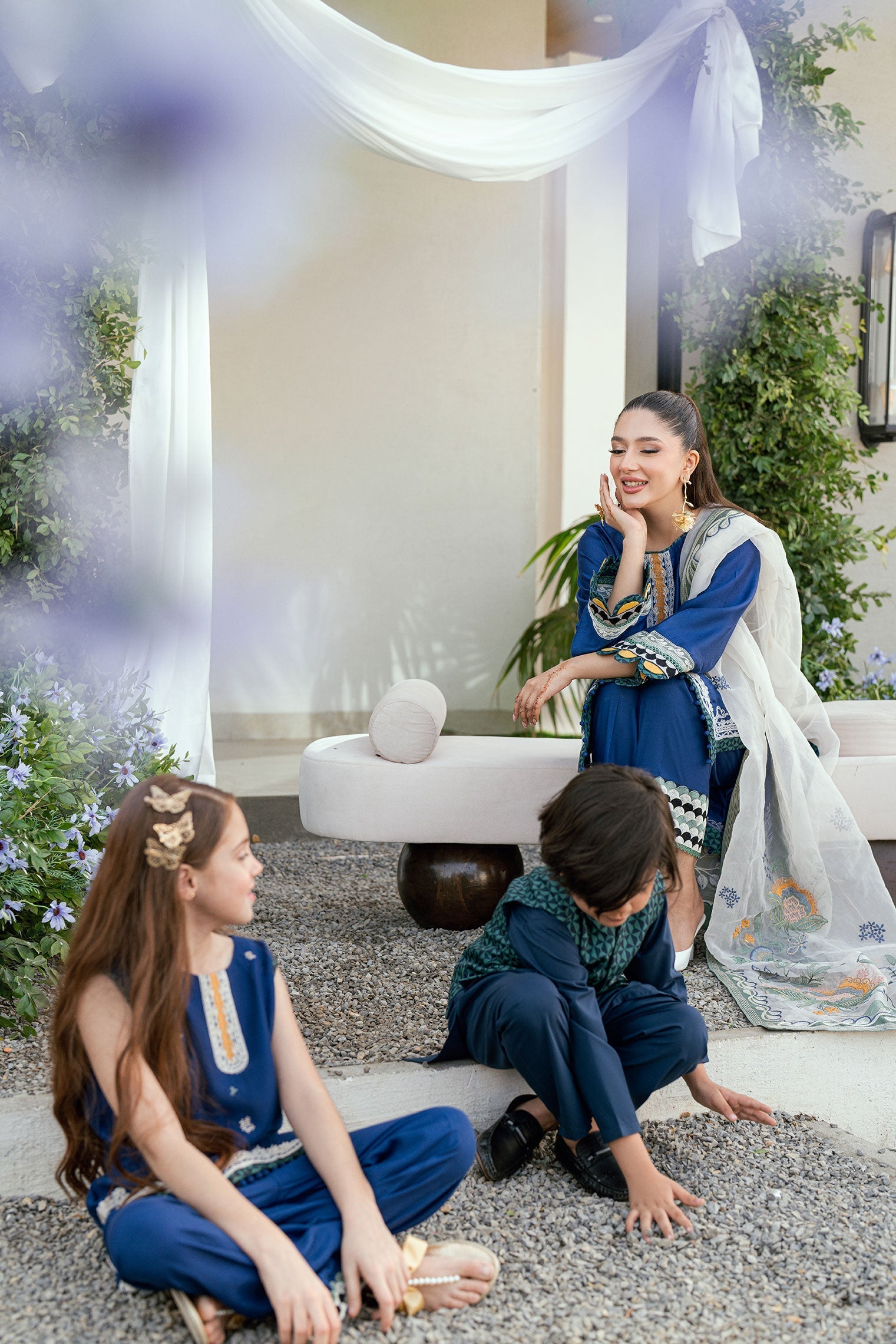SS25DK-0186 - NAVY BLUE - KURTA ,PAJAMA & WAIST COAT - 3PCS
