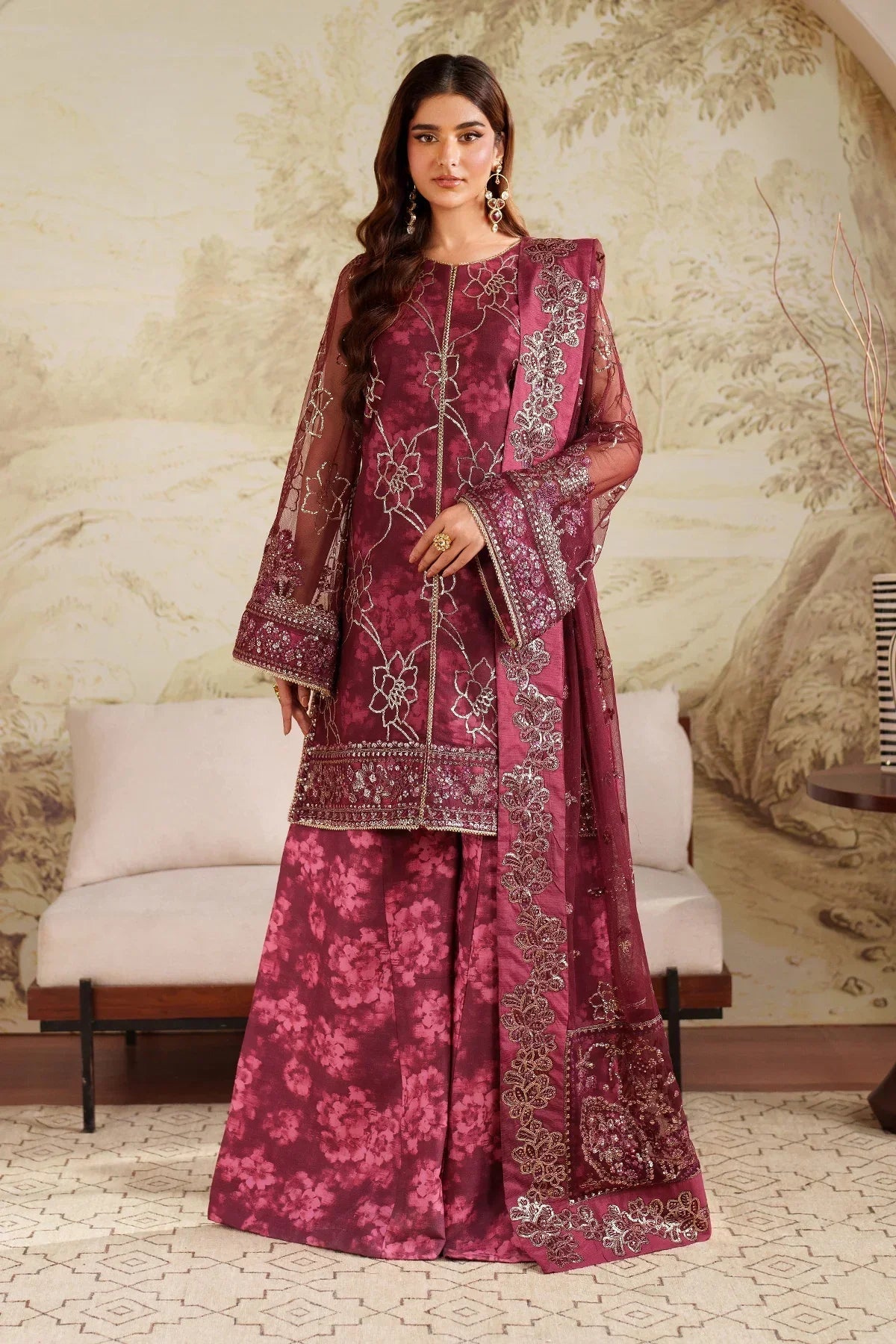 3 Piece Masoori Stripe Lawn Embroidered Suit (CS0556)