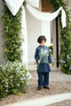 SS25DK-0186 - NAVY BLUE - KURTA ,PAJAMA & WAIST COAT - 3PCS