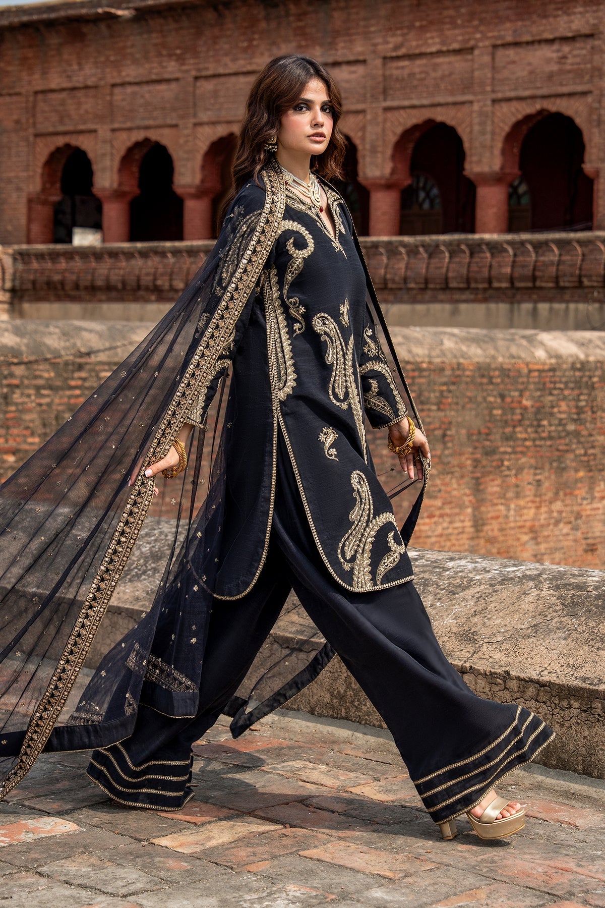 3-PC Embroidered Raw Silk CMA-6-411