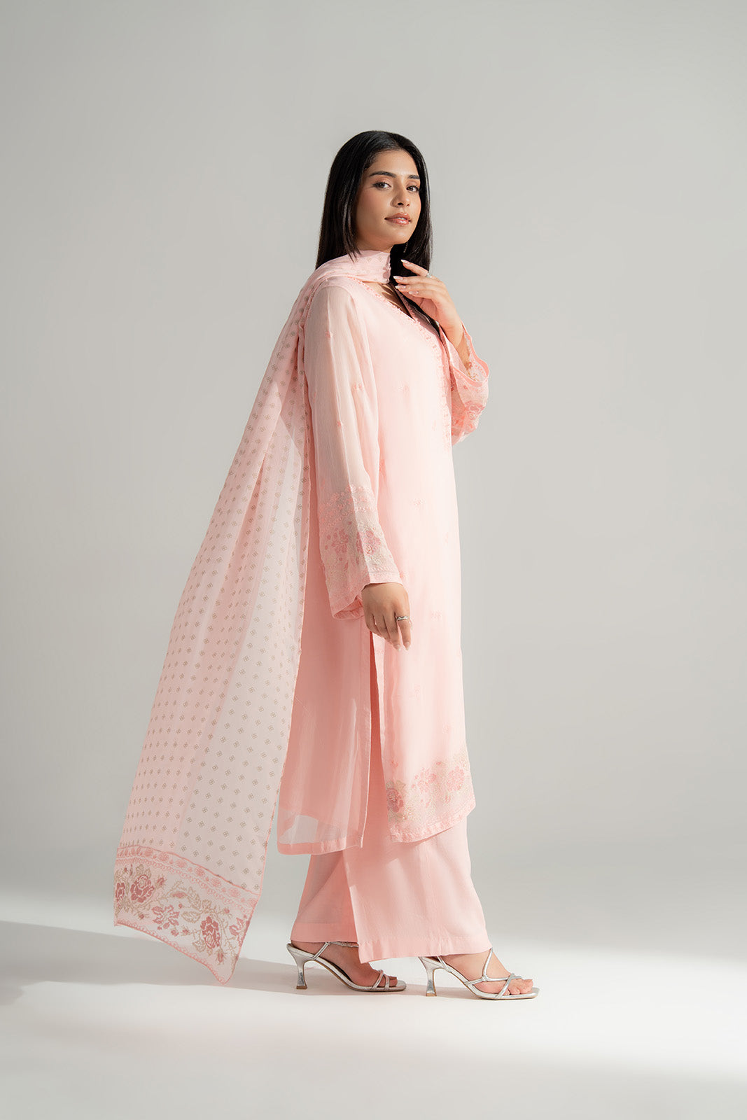 3 Piece Chiffon Embroidered Suit (FL0166)