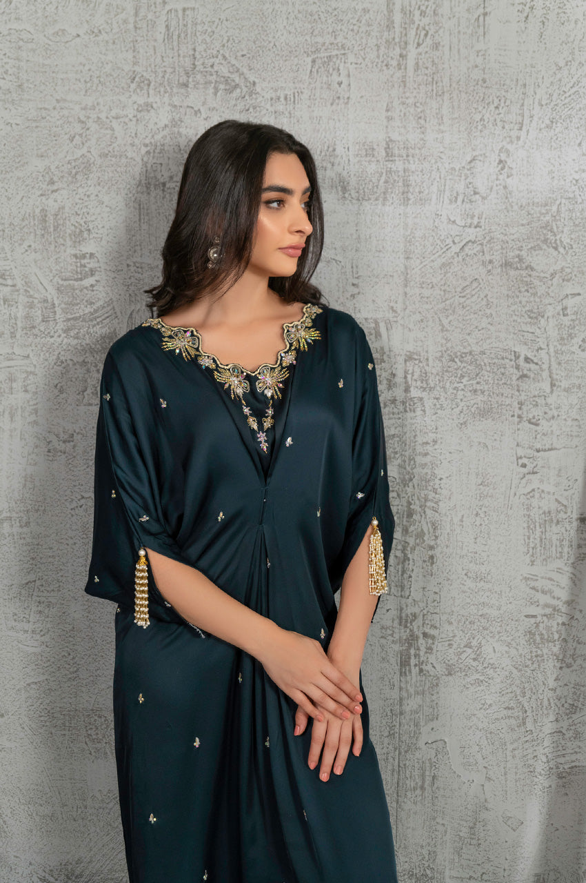 Teal Solid Kaftan